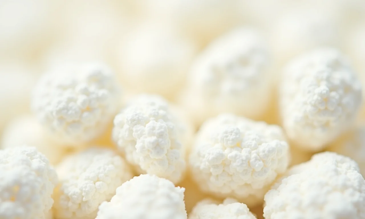 Granulos de vermiculita branca, porosa, para retenção de umidade e nutrientes.