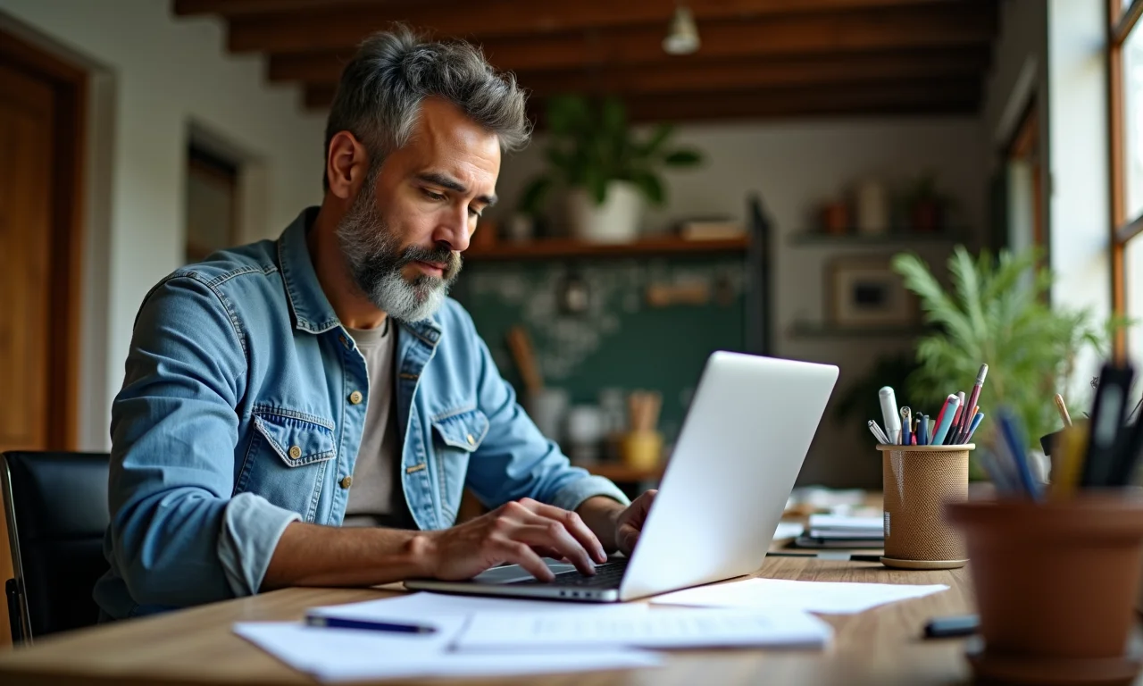 Homem preenchendo formulário MEI online para se formalizar como carroceiro.