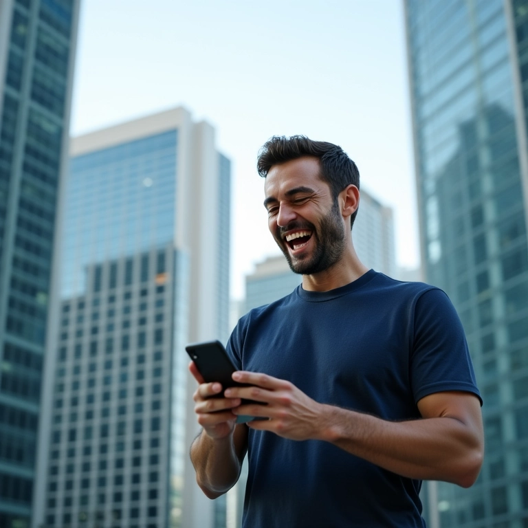 Homem usando app financeiro para investir no Ibovespa.