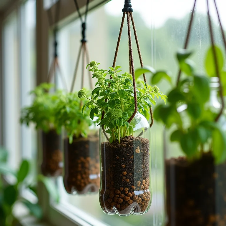 Horta vertical com garrafas PET recicladas