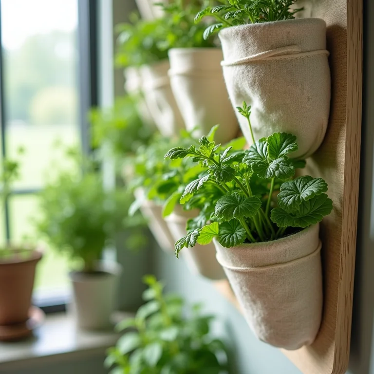 Horta vertical com tecido feltro