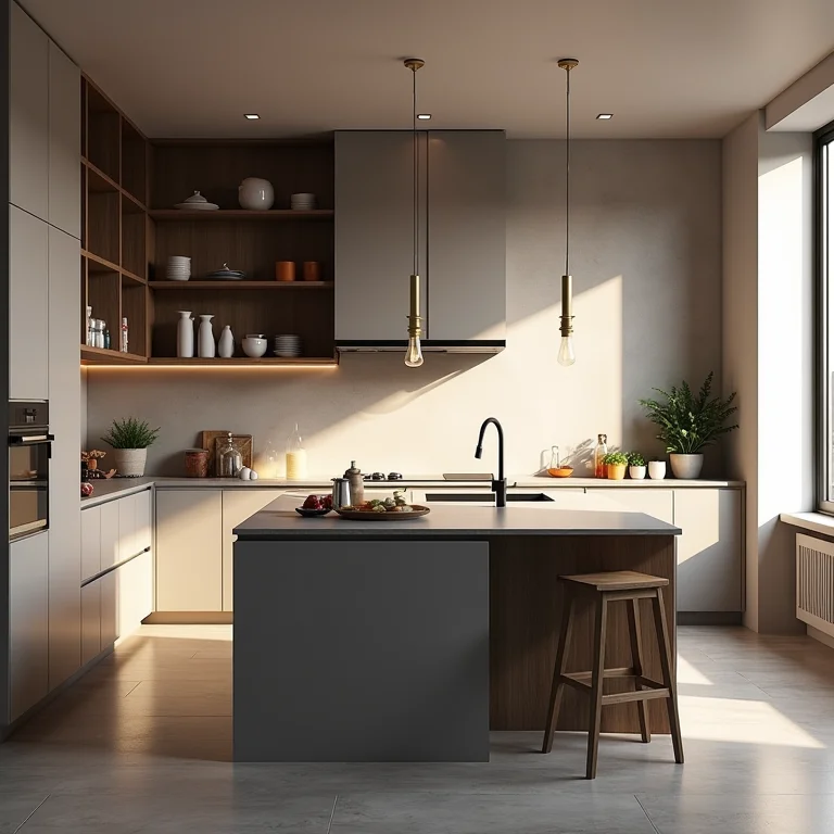 Ilha de cozinha sem tomadas ou pontos de água.