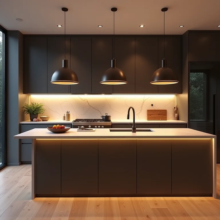 Iluminação adequada para bancada da cozinha americana