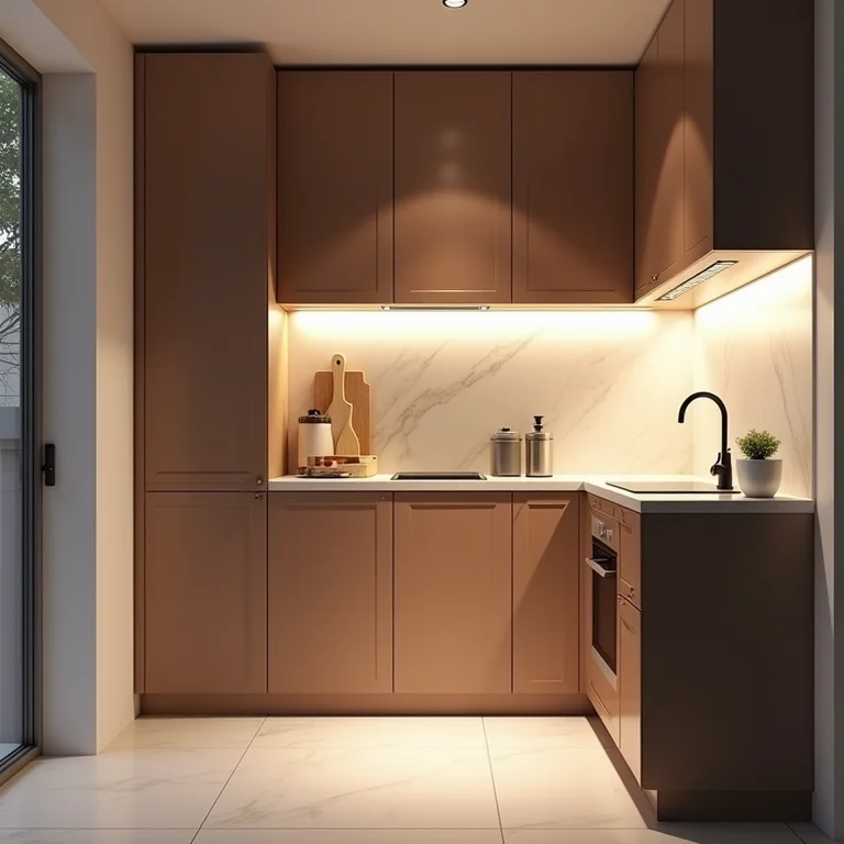 Iluminação estratégica em cozinha pequena