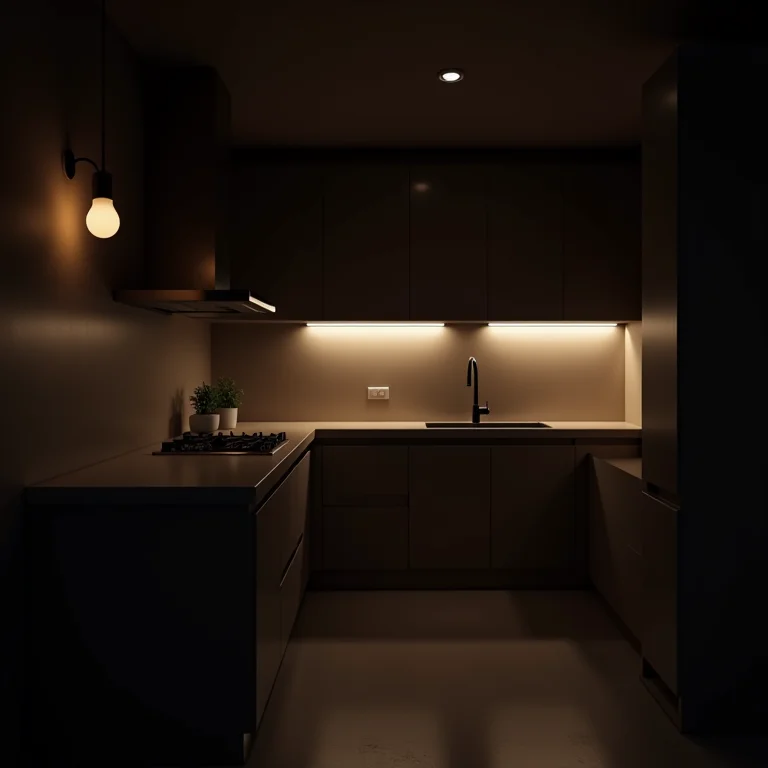 Iluminação inadequada em uma cozinha moderna