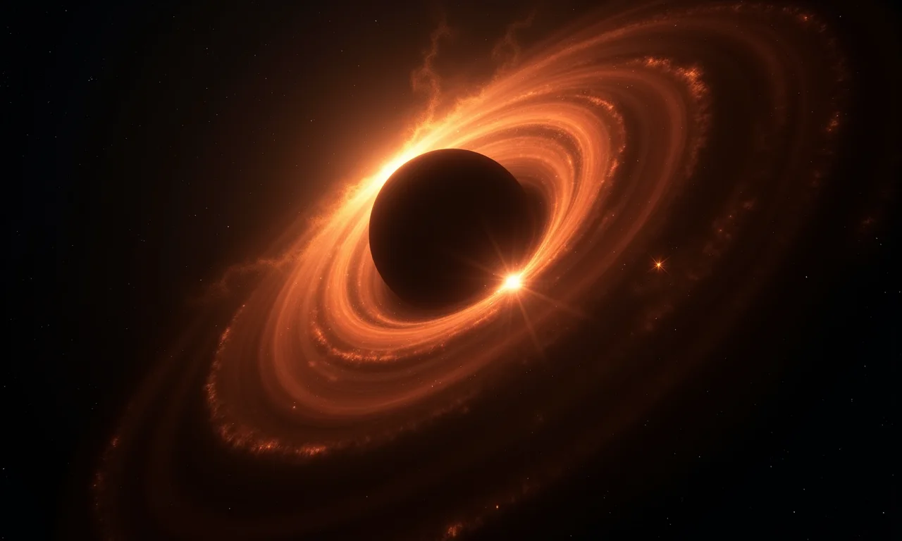 Ilustração de um buraco negro supermassivo em um quasar.