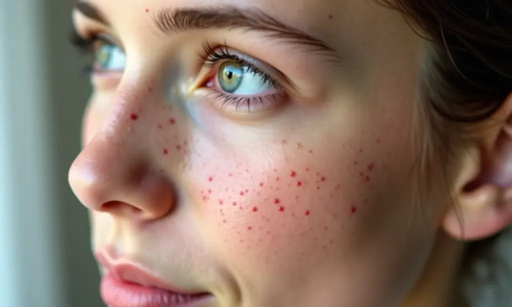 Imagem em close-up de pele com poros dilatados, destacando a textura e o problema de pele.