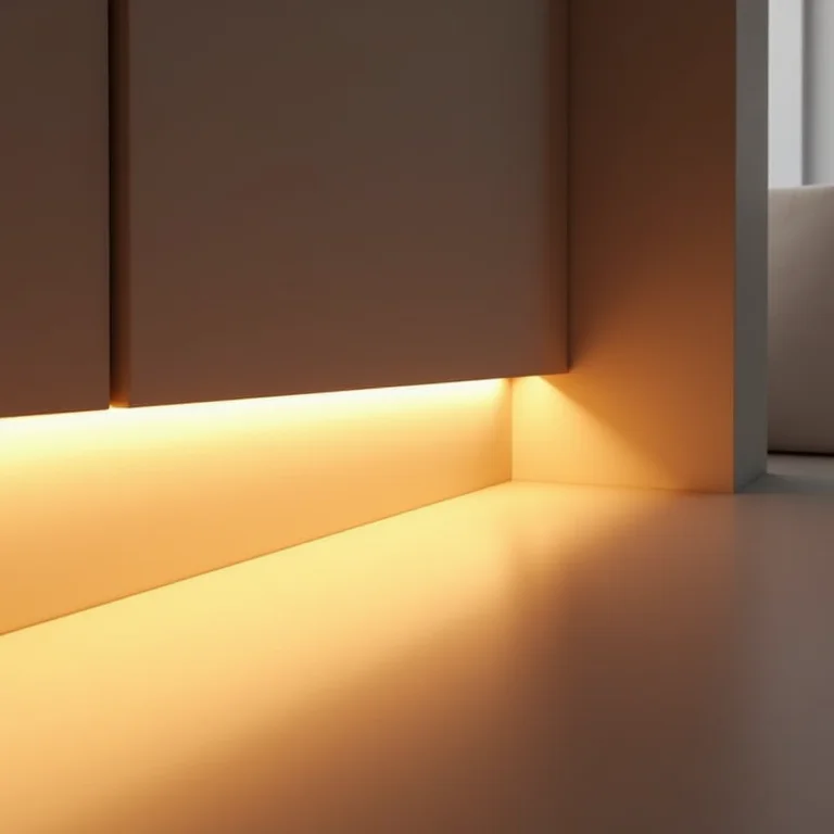 Integração de iluminação em rodapé invertido