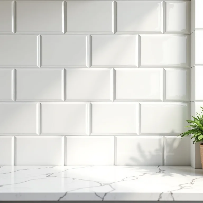 Limpeza fácil de parede de tijolinho branco na cozinha