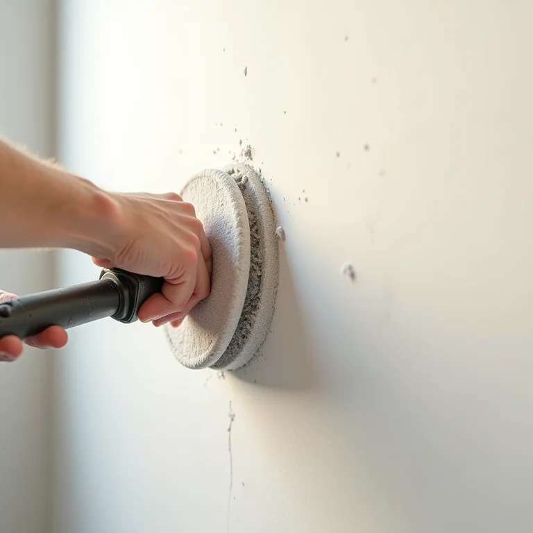 Lixamento de parede após aplicação de selador.