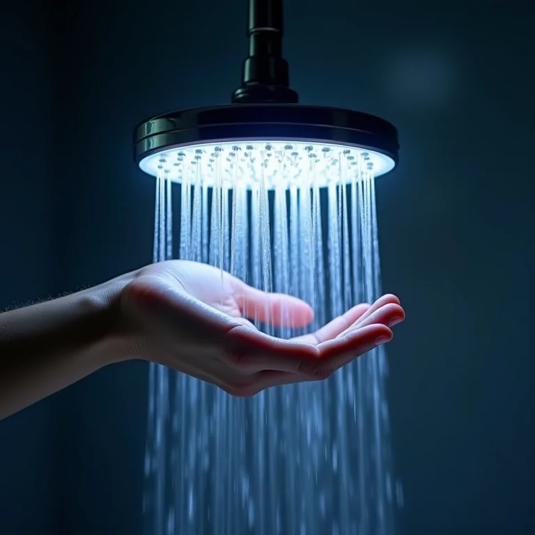 Mão ajustando as configurações de um chuveiro LED