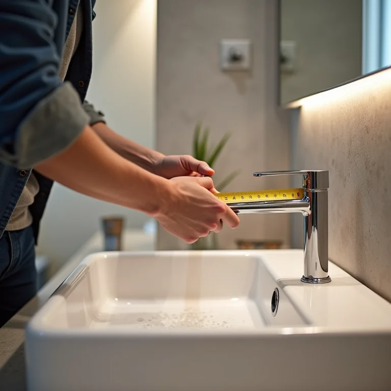 Medindo a altura da torneira de parede com precisão