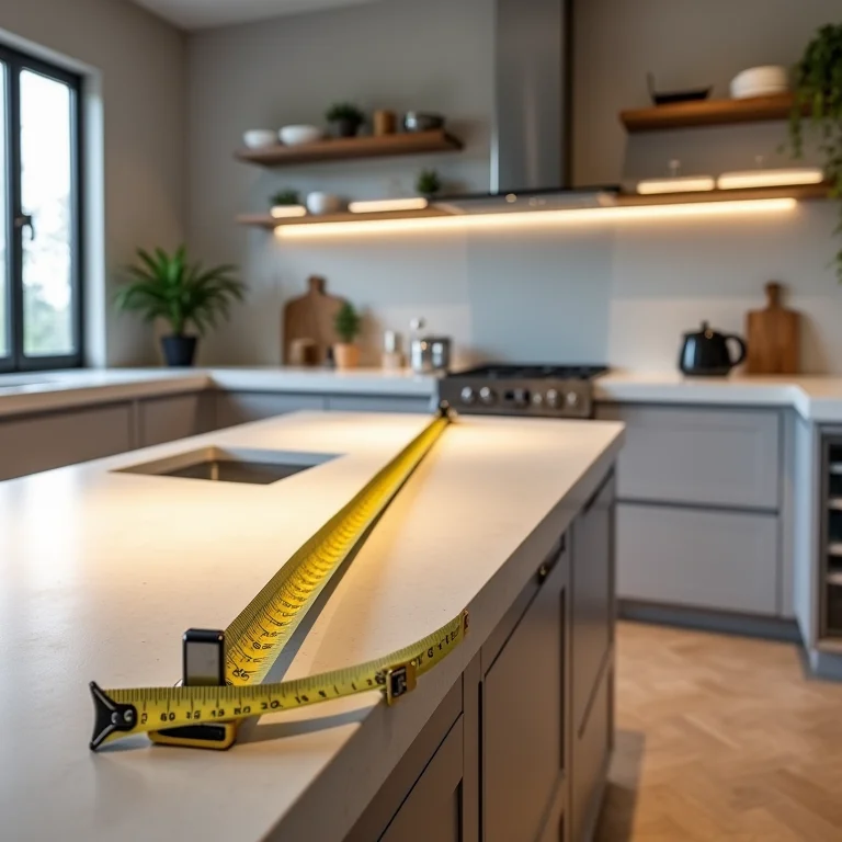 Medindo o espaço para a bancada da cozinha americana