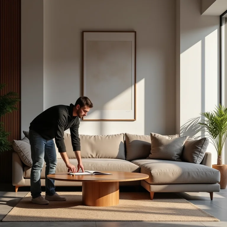 Medindo o espaço para escolher a mesa de centro