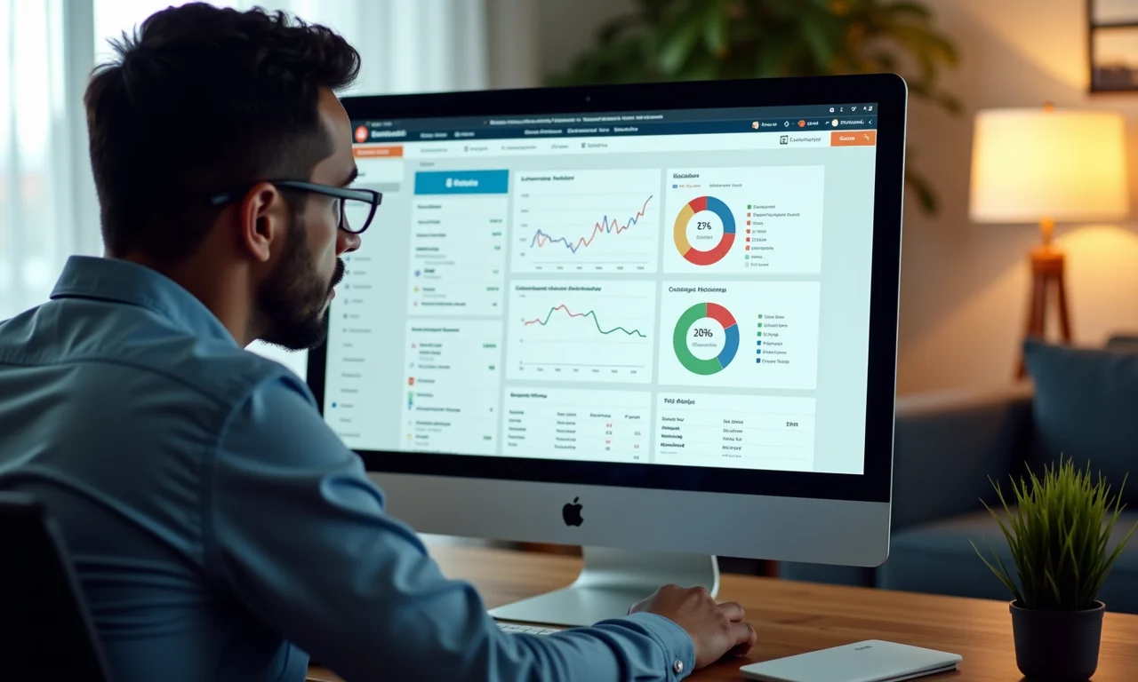 MEI analisando dados da concorrência com Semrush em um computador.