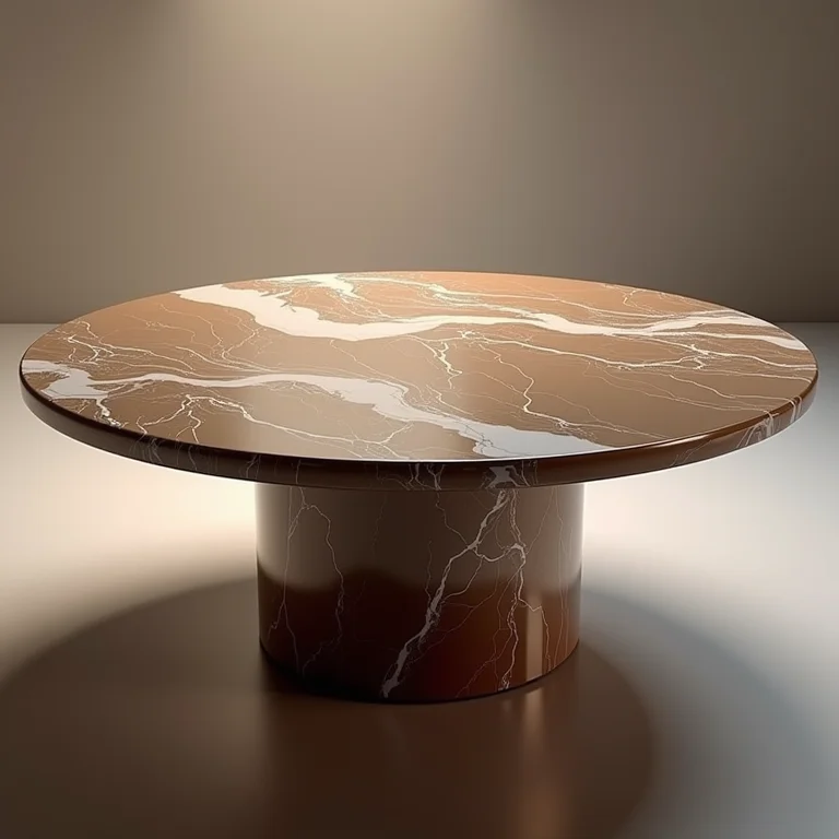 Mesa brilhante com acabamento em laca poliéster.