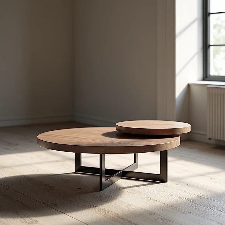 Mesa de centro com detalhes únicos nas pernas de metal