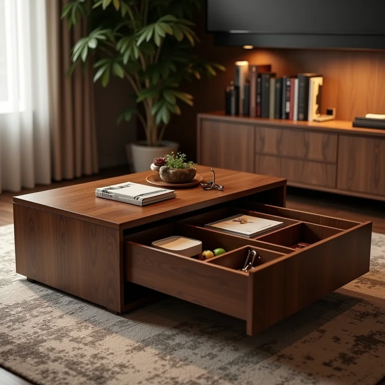 Mesa de centro com espaço de armazenamento