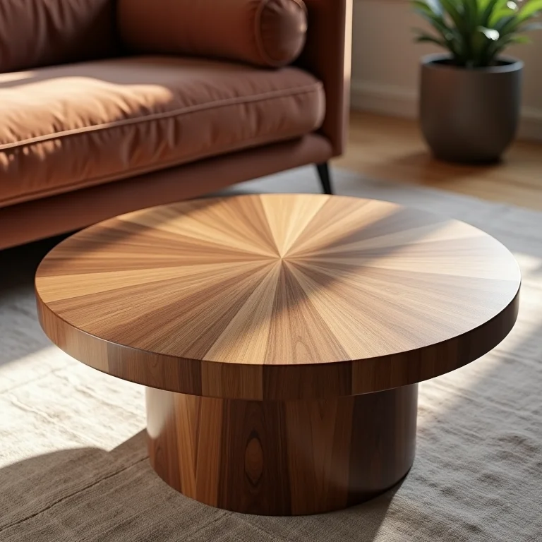 Mesa de centro de madeira combinando com sofá de veludo