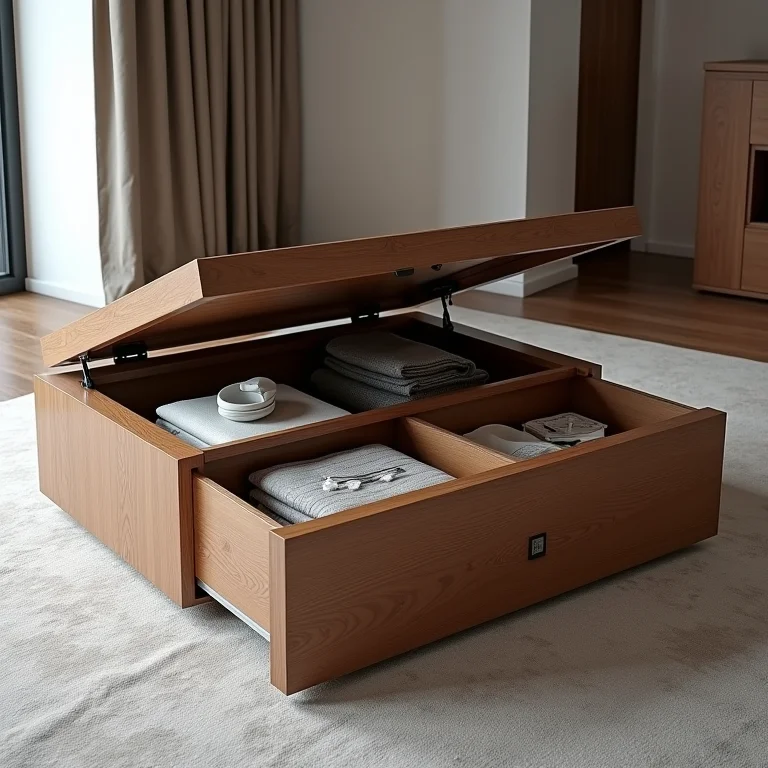 Mesa de centro funcional com espaço de armazenamento