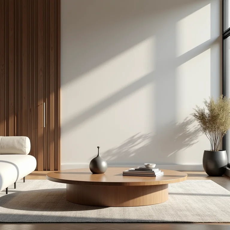 Mesa de centro minimalista em sala moderna