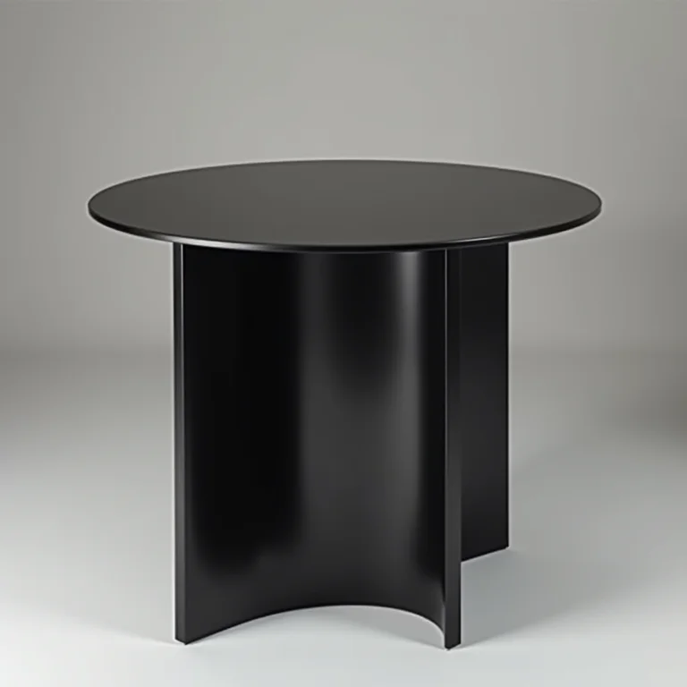 Mesa lateral elegante com acabamento em laca preta.