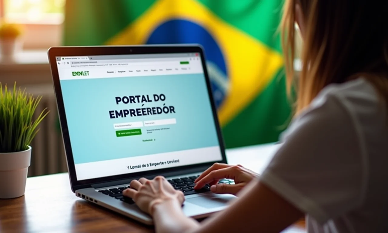 Mulher acessando o Portal do Empreendedor no laptop para se cadastrar como MEI.