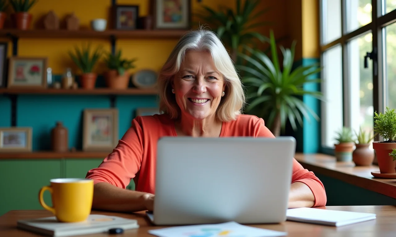 Mulher brasileira gerenciando finanças pessoais em casa.