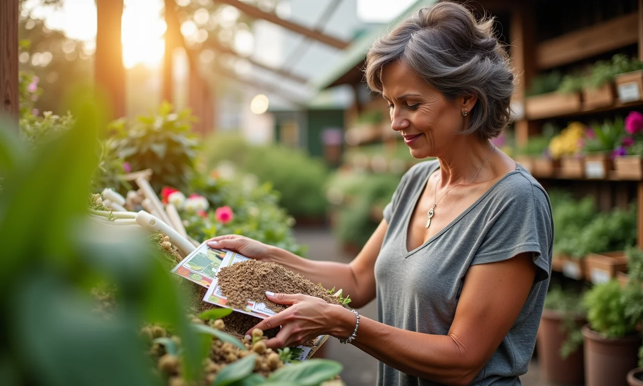 Mulher escolhendo sementes de alho poró orgânico.