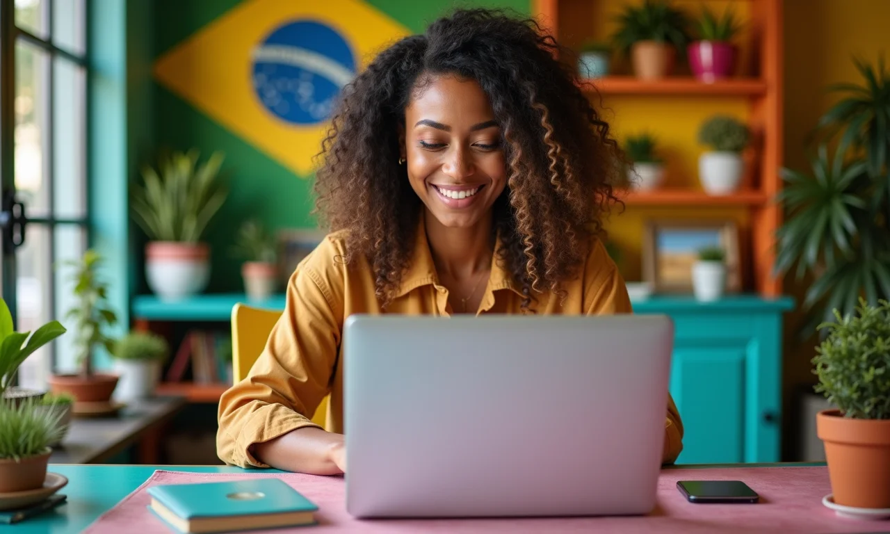 Mulher lendo newsletter exclusiva com dicas valiosas em seu laptop.