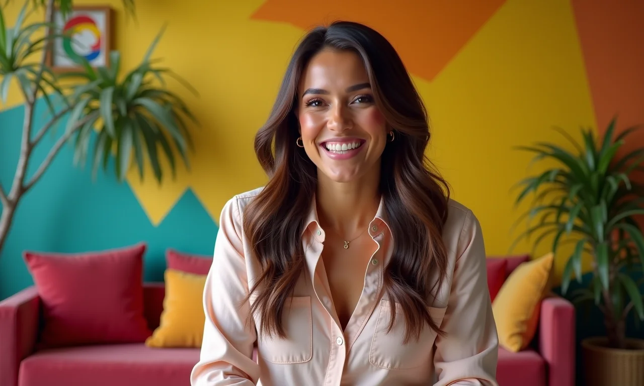 Nathalia Arcuri, do Me Poupe!, dando dicas financeiras em cenário colorido.