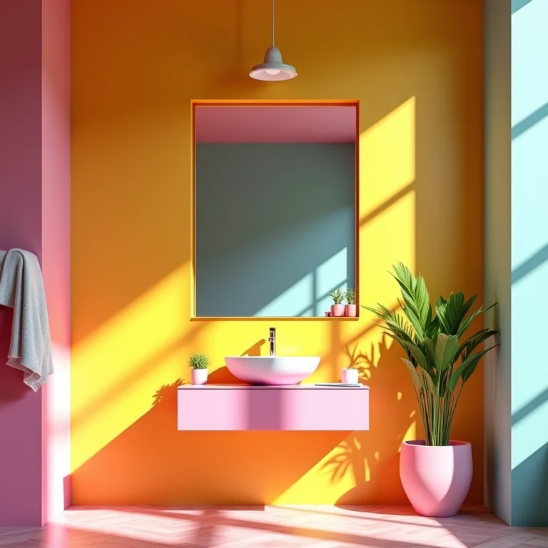 Nicho colorido para um banheiro alegre
