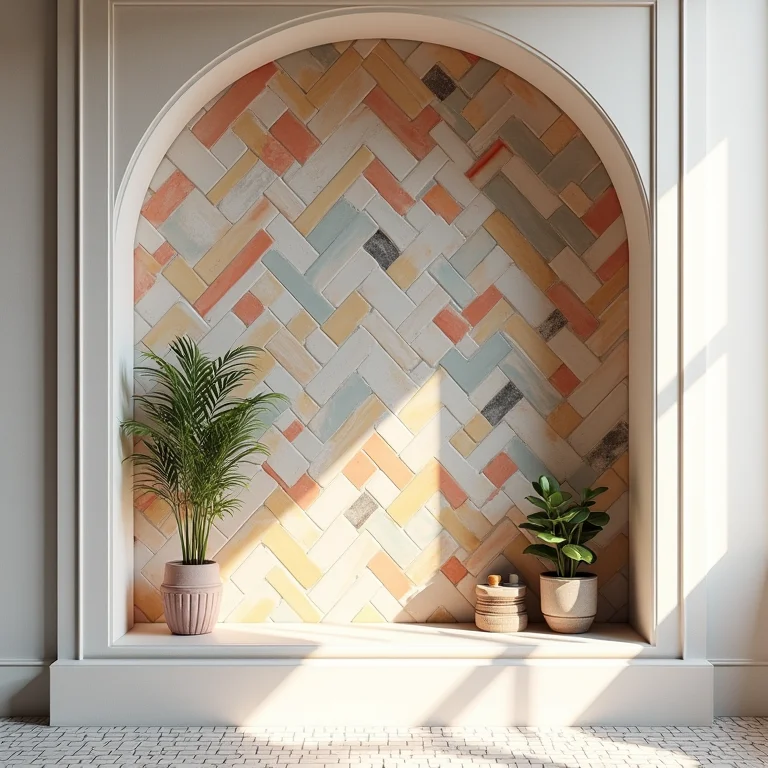 Nicho com acabamento em pastilhas coloridas