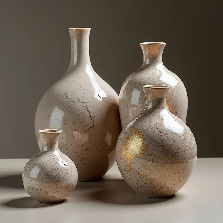 Objetos decorativos em granilite com detalhes elegantes