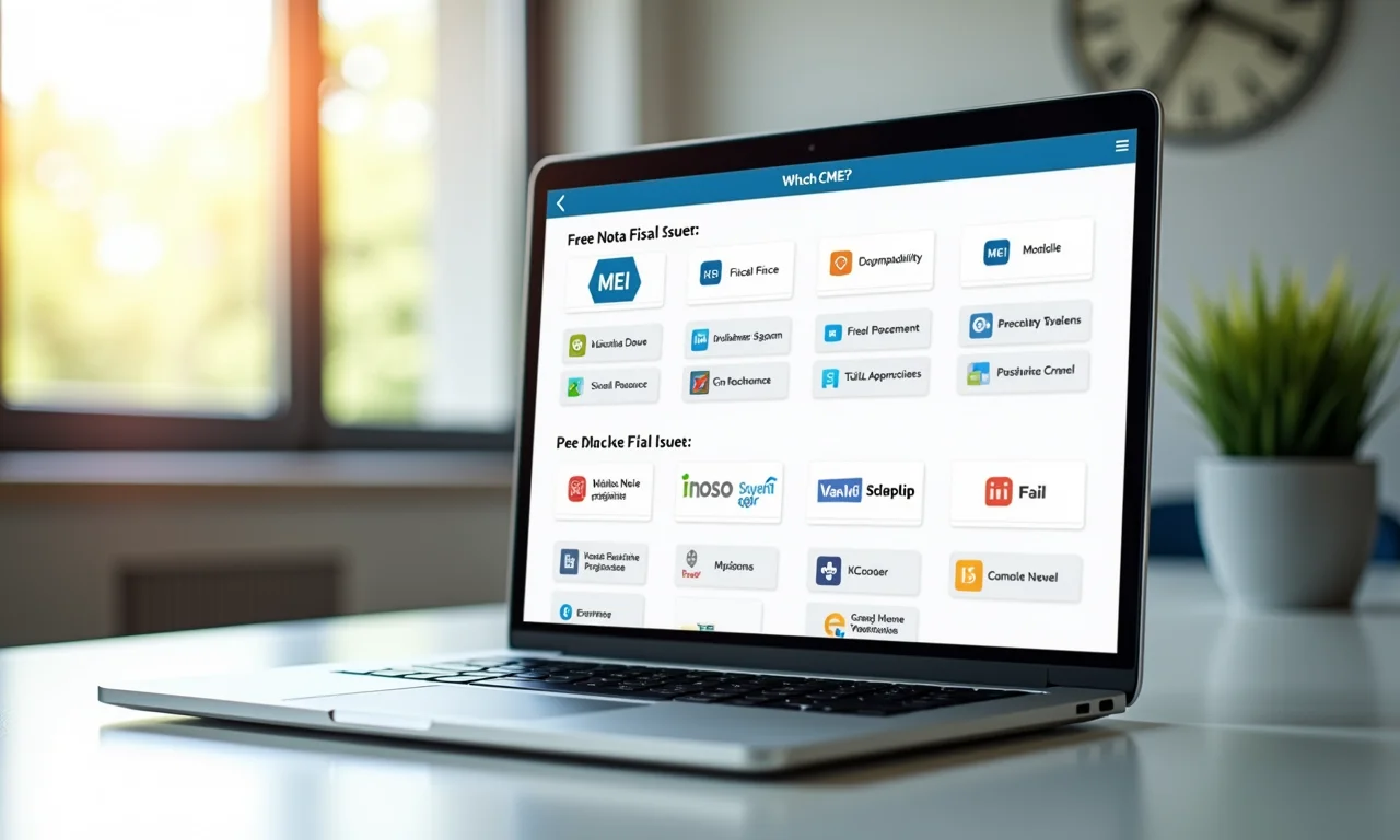 Opções de emissores de nota fiscal gratuitos para MEI no laptop.