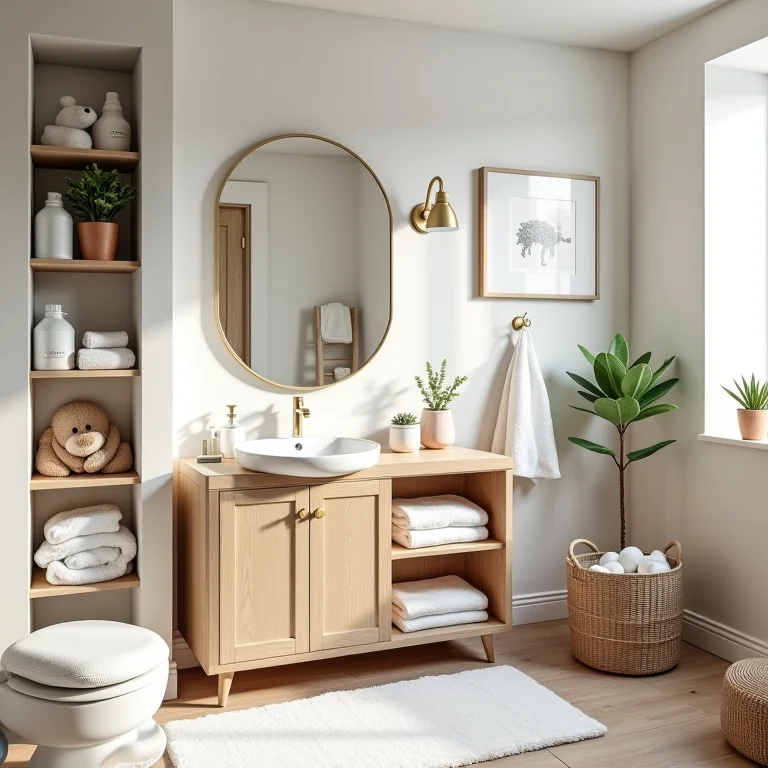 Organização e praticidade em um banheiro infantil