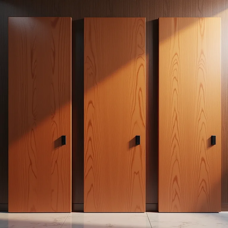 Painéis de madeira com diferentes tipos de laca