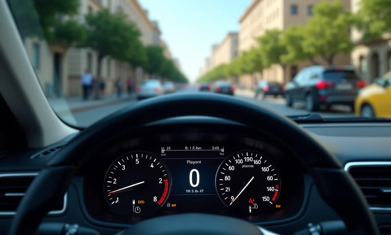 Painel de carro com velocímetro zerado, simbolizando a ausência de depreciação com a assinatura.