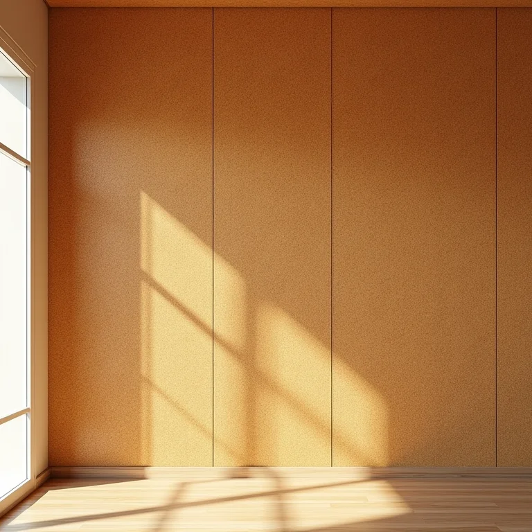 Painel de cortiça texturizado para isolamento acústico.