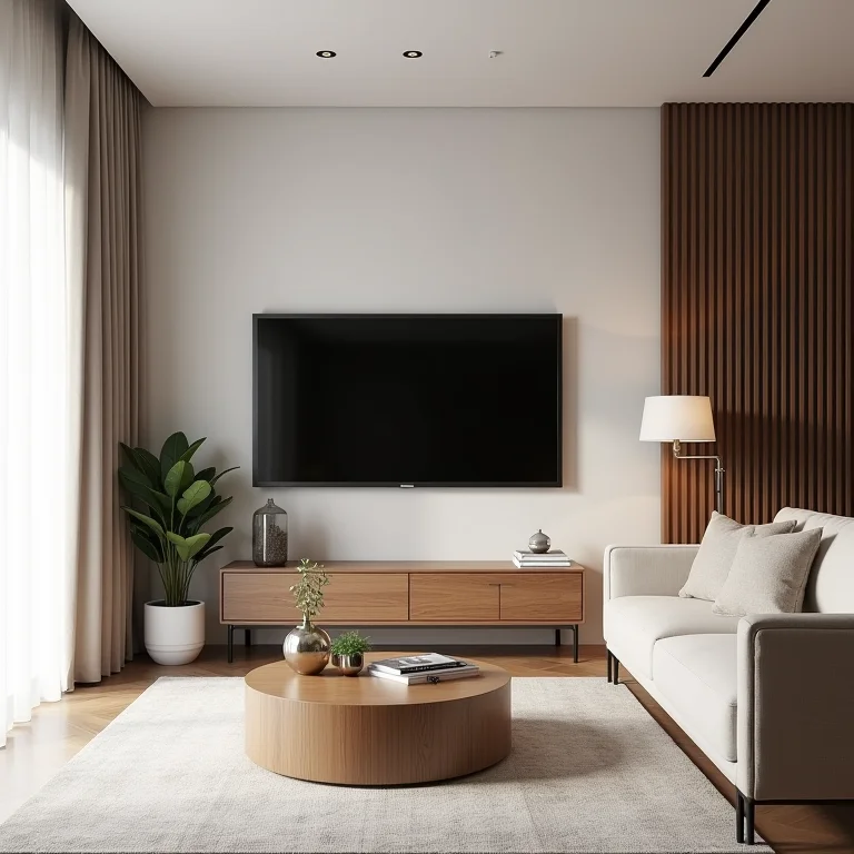 Painel de TV em sala pequena com proporções adequadas