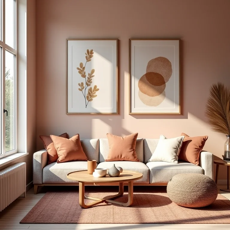 Paleta de cores harmoniosa em sala boho