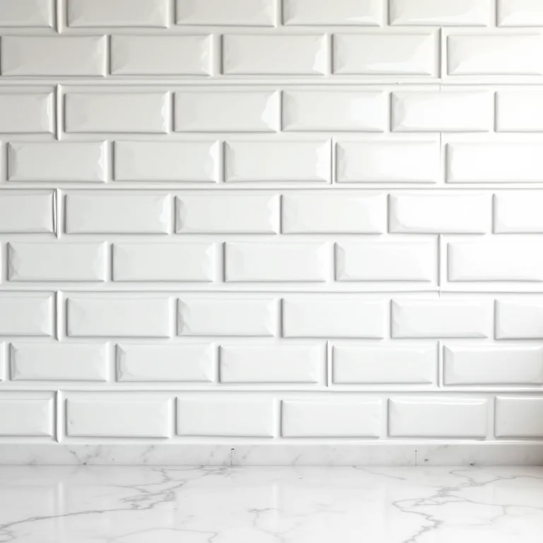 Parede revestida completamente com tijolinho branco em cozinha elegante