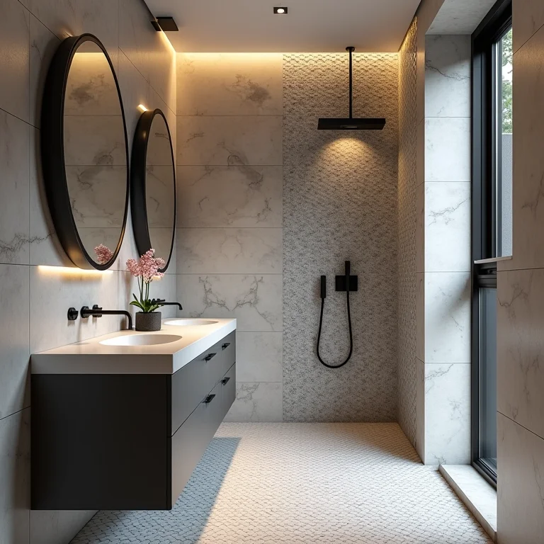 Pastilhas de vidro em banheiro sofisticado