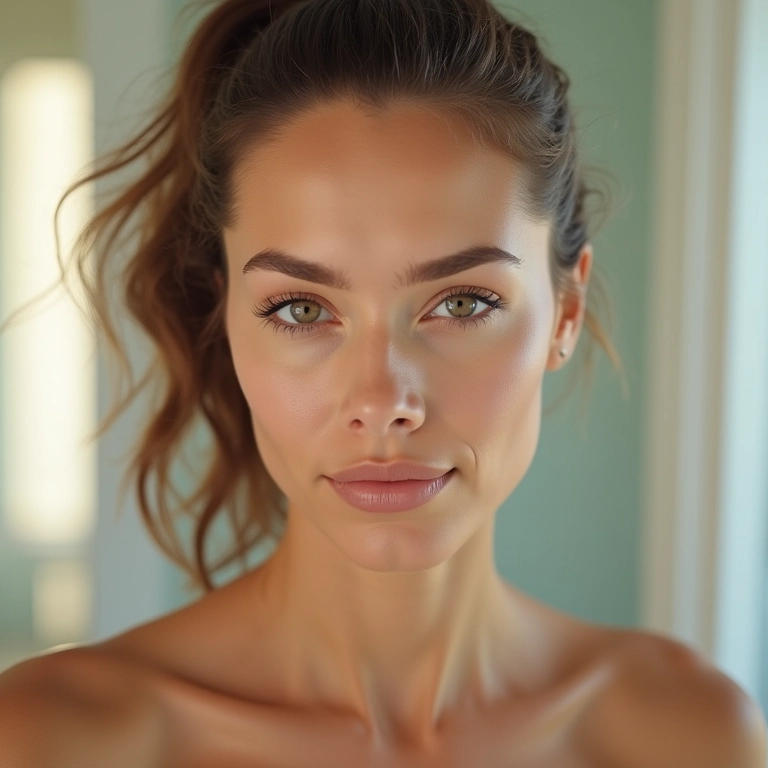 Pele matte e sem brilho excessivo após uso de sérum facial.