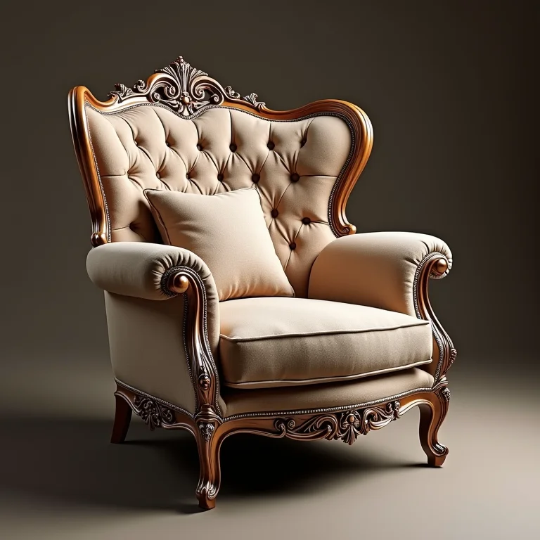 Poltrona clássica com detalhes intrincados e design refinado