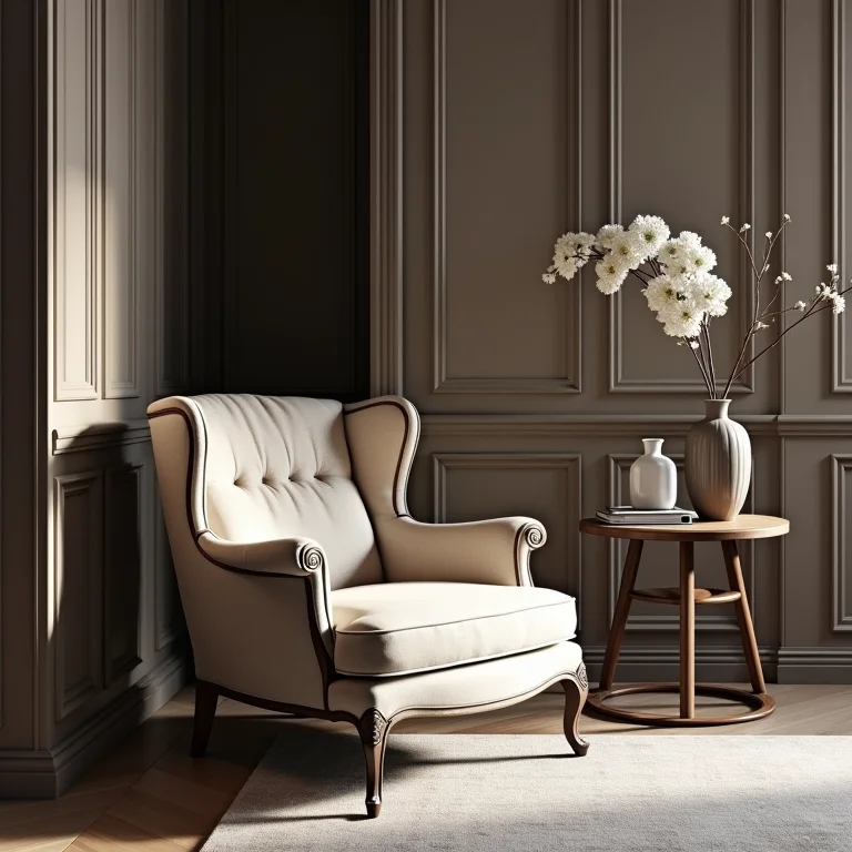 Poltrona clássica integrada em sala moderna