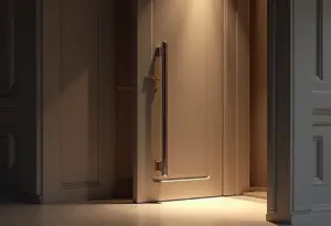 Porta pivotante moderna com puxador de aço inox