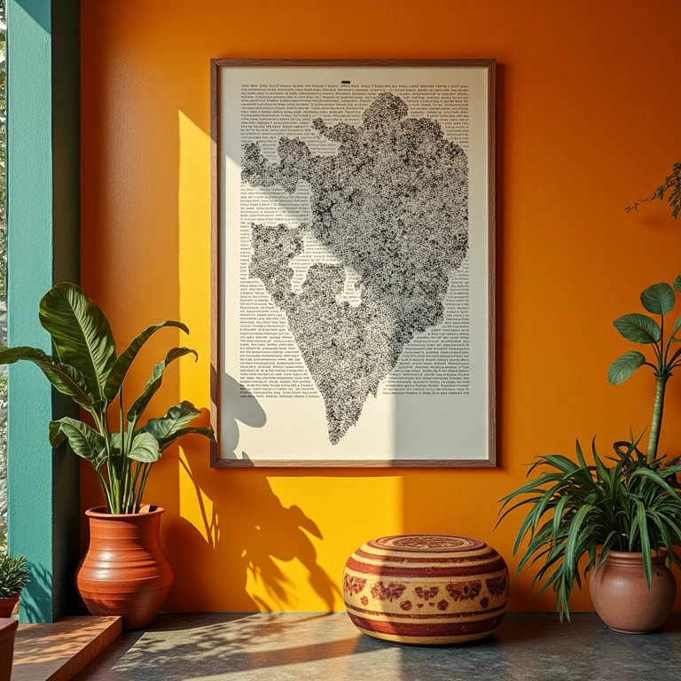 Pôster da tabela do código Morse em uma parede colorida.