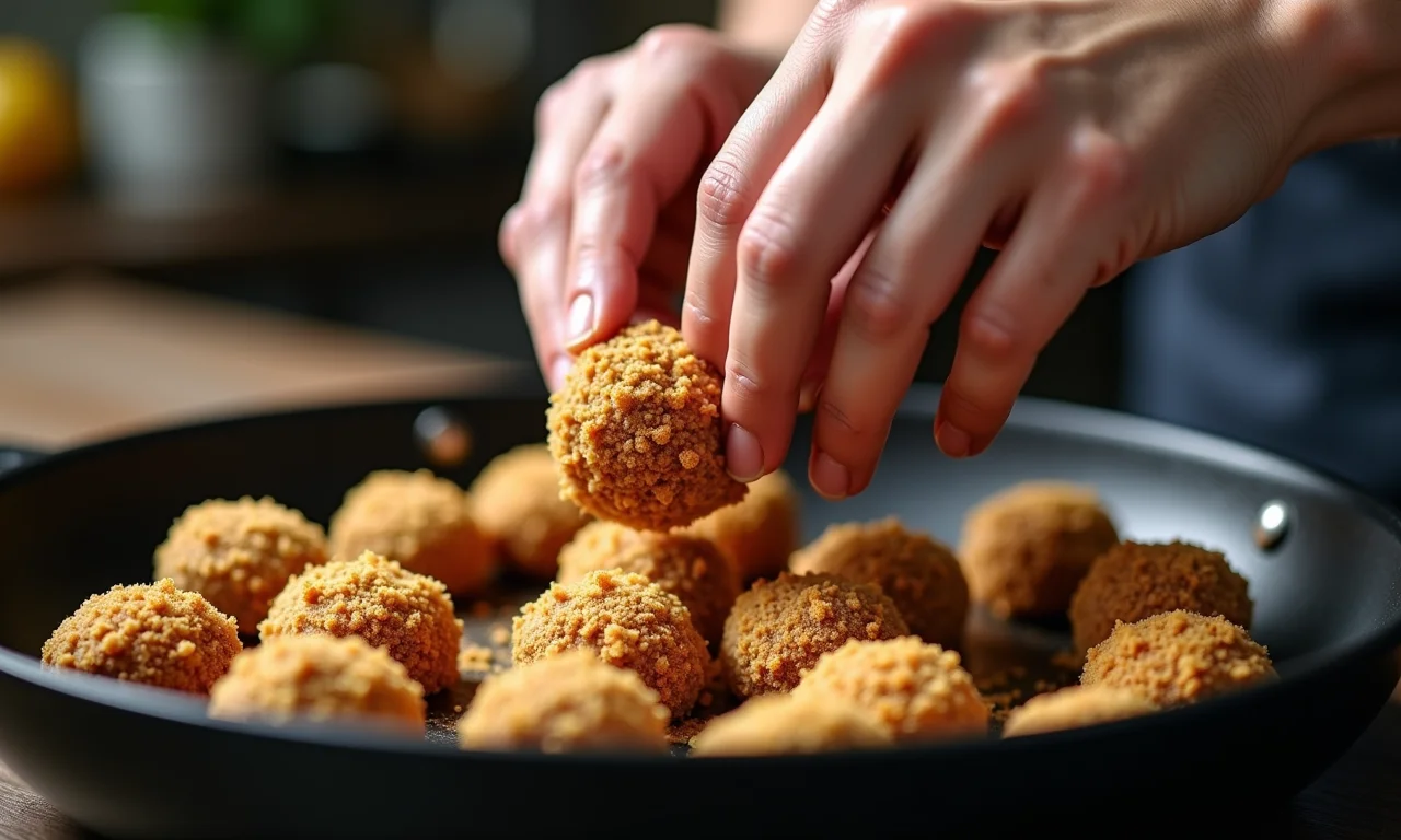 Processo de preparo do bolinho de carne para não desmanchar.