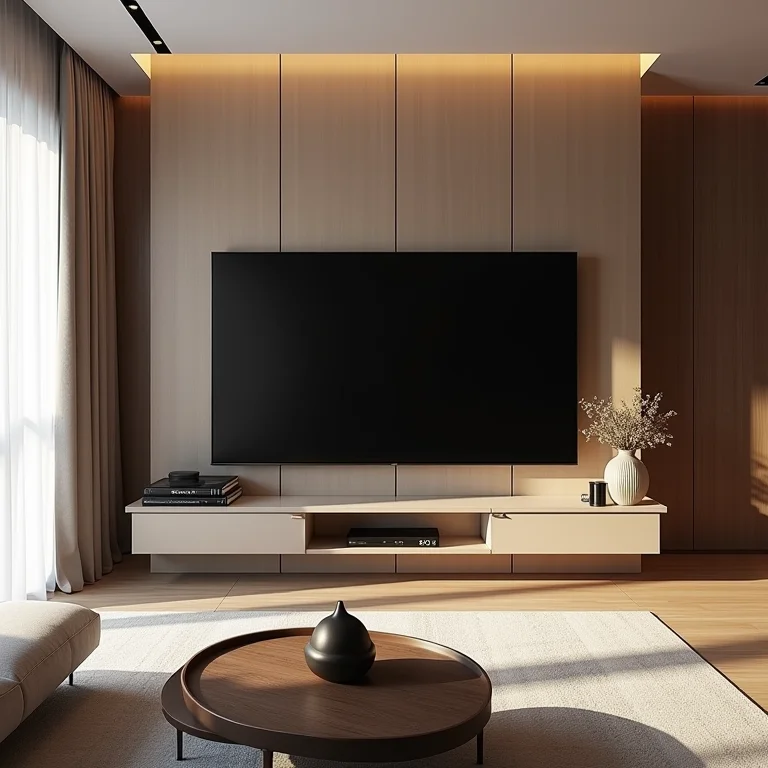 Proporcionalidade entre painel de TV e móveis da sala